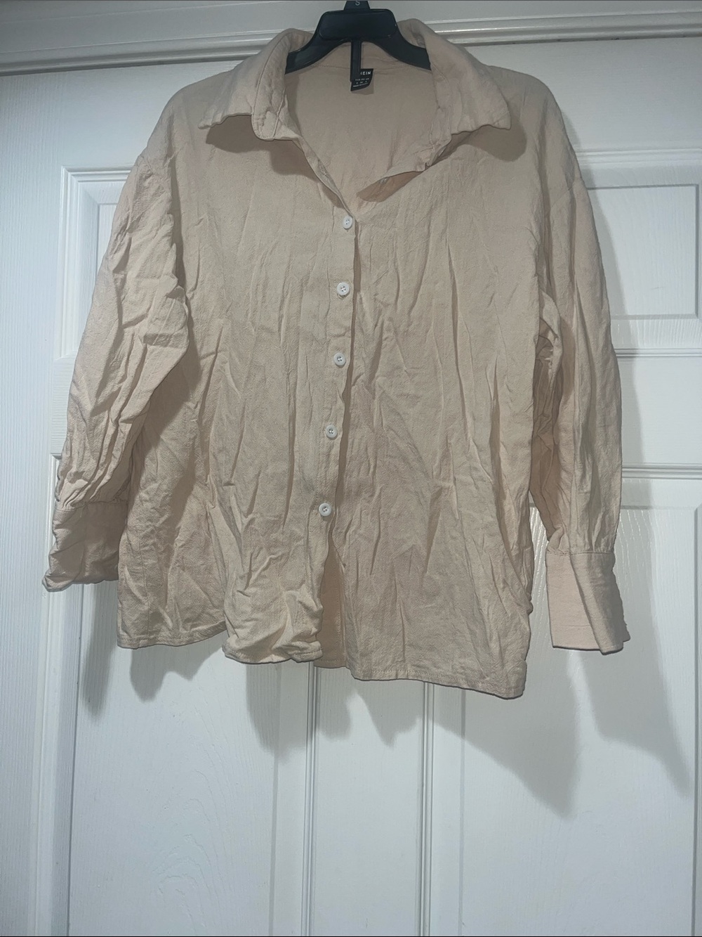 SHEIN Beige Button-Up Collared Women's Top